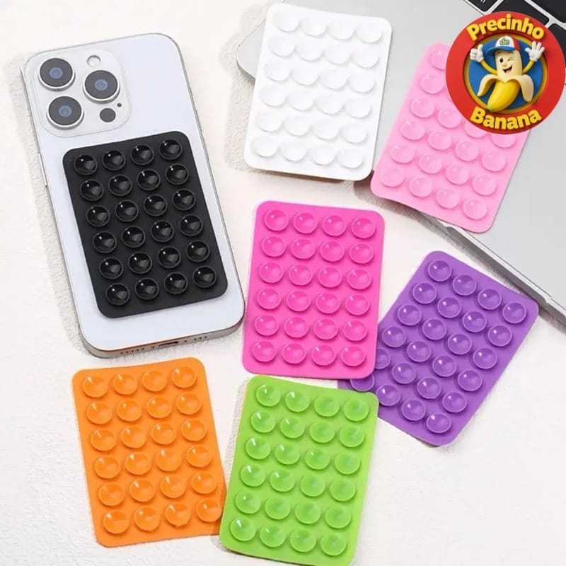 Suporte de Silicone com Ventosa Dupla Face Premium para Capinha de Celular iPhone Android