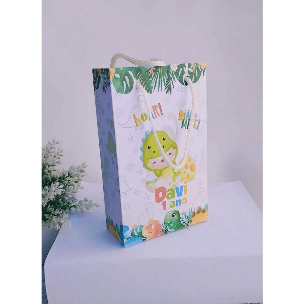 Kit Sacolinha Surpresa Festa Infantil Personalizado DINOSSAURO BABY Lembrancinhas Aniversário PEGUE E MONTE