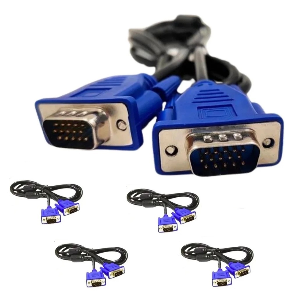 Kit 5 Cabo Vga X Vga Macho Hdb15 1,5 Metros Monitor Lcd Pc
