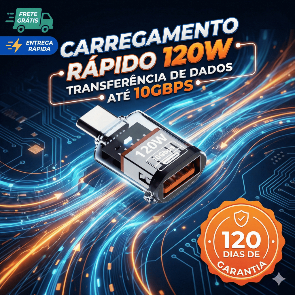 Adaptador USB A Fêmea USB C Macho 10Gbps PD 120W Transferência de Dados e Carregamento Potente em Oferta na Shopee