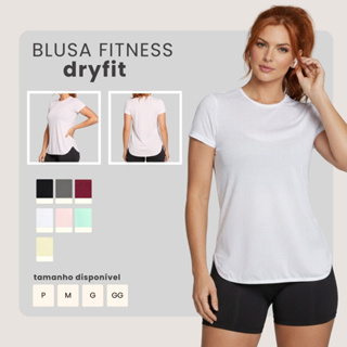 Blusa Feminina Fitness Dry Fit Manga Curta Respirável Tapa Bumbum P ao GG em Oferta na Shopee