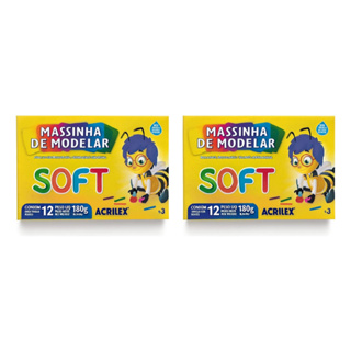 Kit 2 Massinha Massa De Modelar Acrilex Soft 12 Cores Colorido Não tóxica em Oferta na Shopee