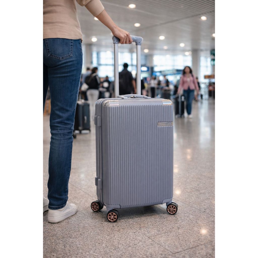 Mala de viagem PRATA/ RODA ROSE  23kg grande para despachar G mala para viagem 23 kilos com rodinha 360