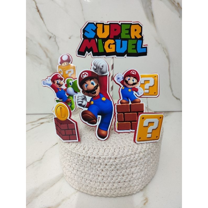 Topo de bolo  Super Mario Bross topper cake personalizado, decoração aniversário, mesversário