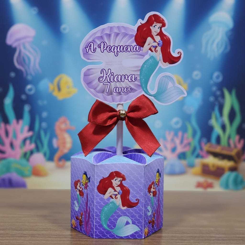10 Unidades Centro de Mesa Sereia Ariel Lembrancinha Aniversário Personalizado Festa Infantil
