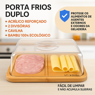 Porta Frios Bambu Duplo Com Divisorias Tampa de Acrilico em Oferta na Shopee