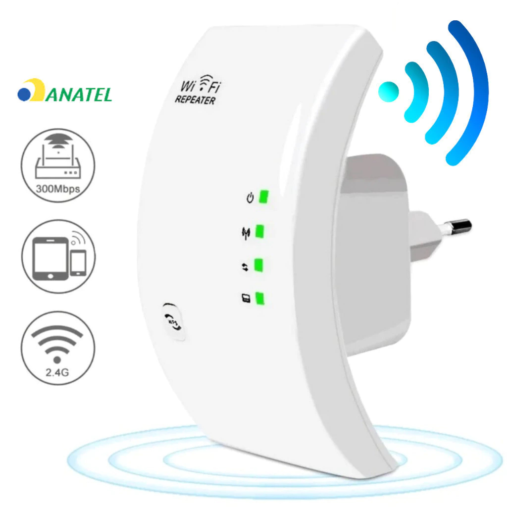 Repetidor Amplificador de Sinal Wi-Fi 600Mbps | Ultra Rápido | Sinal Forte | Certificado ANATEL | Bivolt