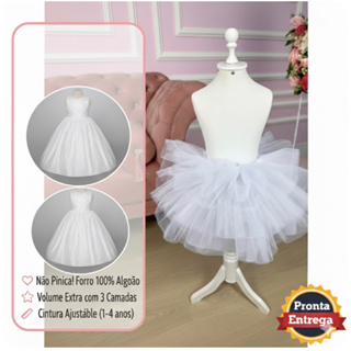 Saiote Festa Infantil Vestido Anagua 1 a 14 anos - Não pinica - Envio imediato em Oferta na Shopee