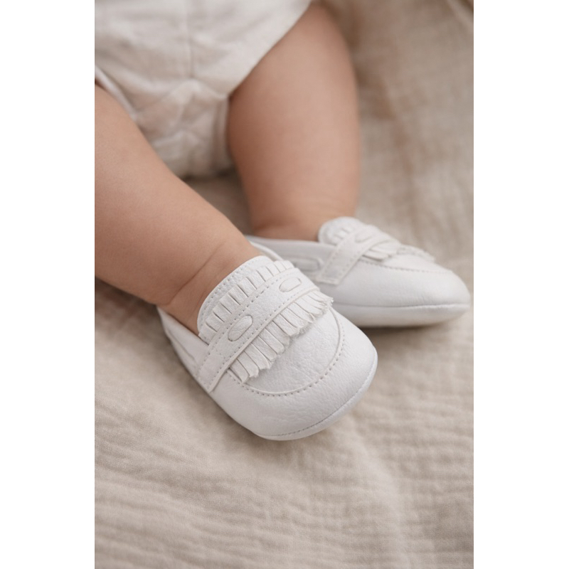 sapatinho mocassim branco infantil bebê envio imediato