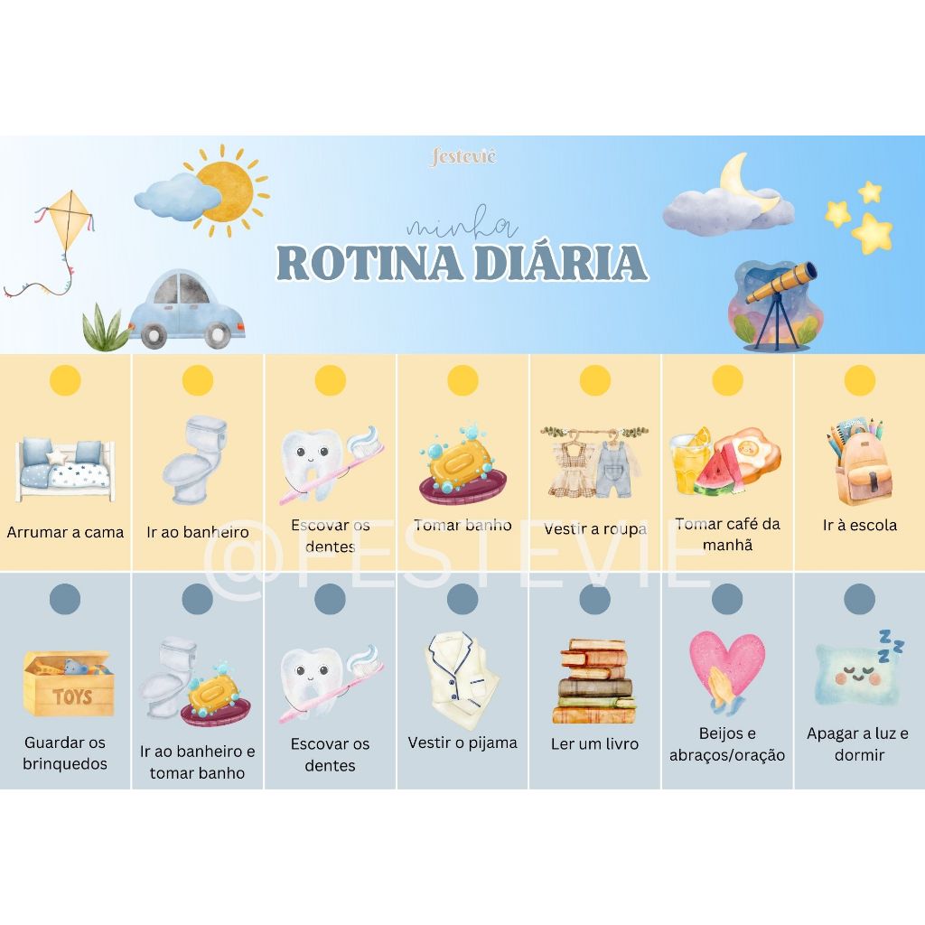 Quadro de rotina educativa diária para crianças - checklist de tarefas e atividades infantis em Oferta na Shopee