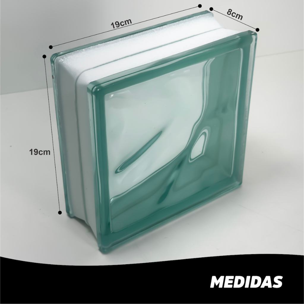 1 ou 6 Tijolos Blocos de Vidro Inowar Verde 19x19 Ondulado