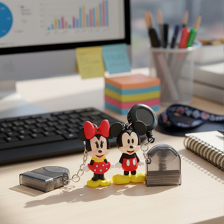 Carimbo + Button retrátil diversos personagens em Oferta na Shopee