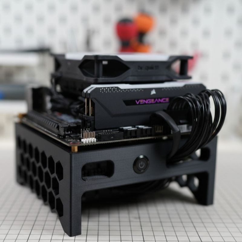 Gabinete Open Frame 3D Suporte de Bancada para PC Fonte SFX Placa Mãe ITX