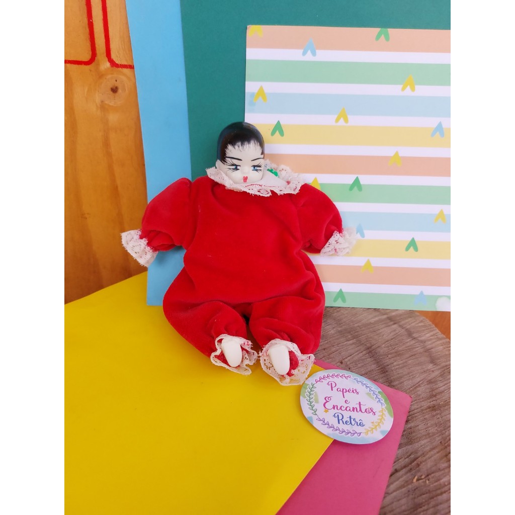 Mini Boneca de Porcelana e Pano Bonecas Antiga .