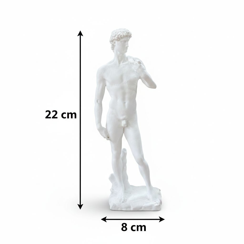 Estátua Escultura Davi de Michelangelo em Gesso Cru 22cm