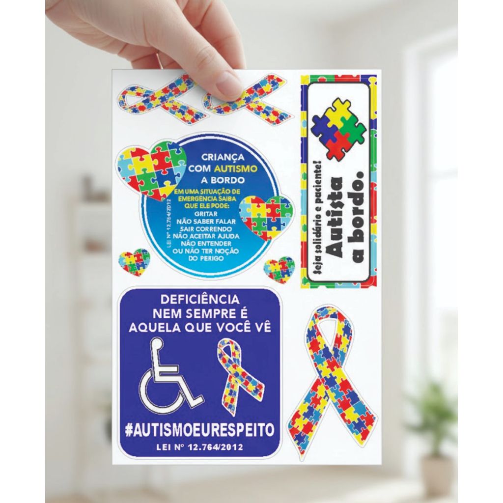 Cartela Adesivos A4 Autista Tamanho - MODELO 2 em Oferta na Shopee