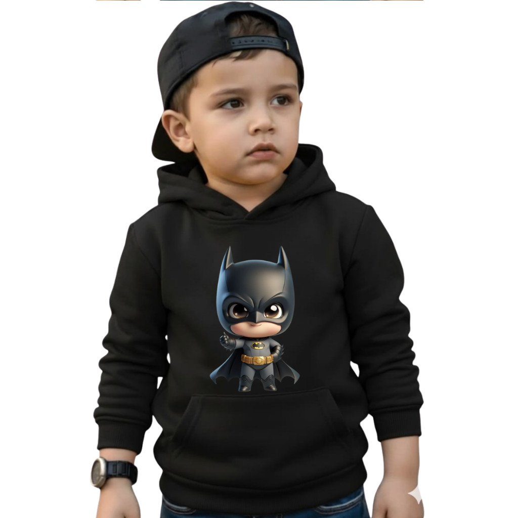 Blusa Moletom Infantil Bat-man Super-man Baby Blusa Com Capuz Algodão Canguru 4 ao 14