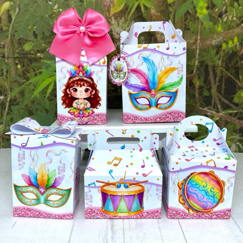 Caixinhas personalizados  lembrancinhas  aniversário  Kit festa carnaval mesversário menina