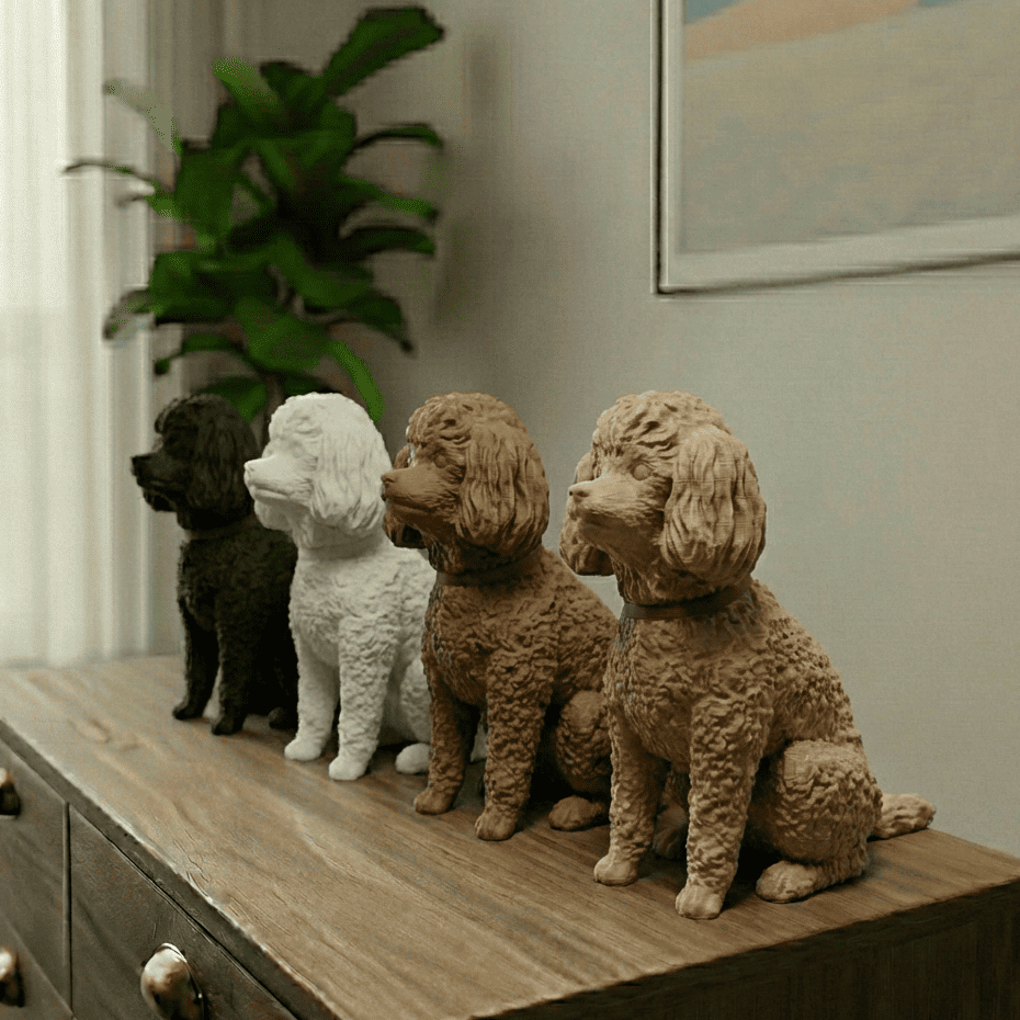 Miniatura Poodle Toy - Pintura Personalizada ou Cor única - Estátua de Cachorro Impressão 3D