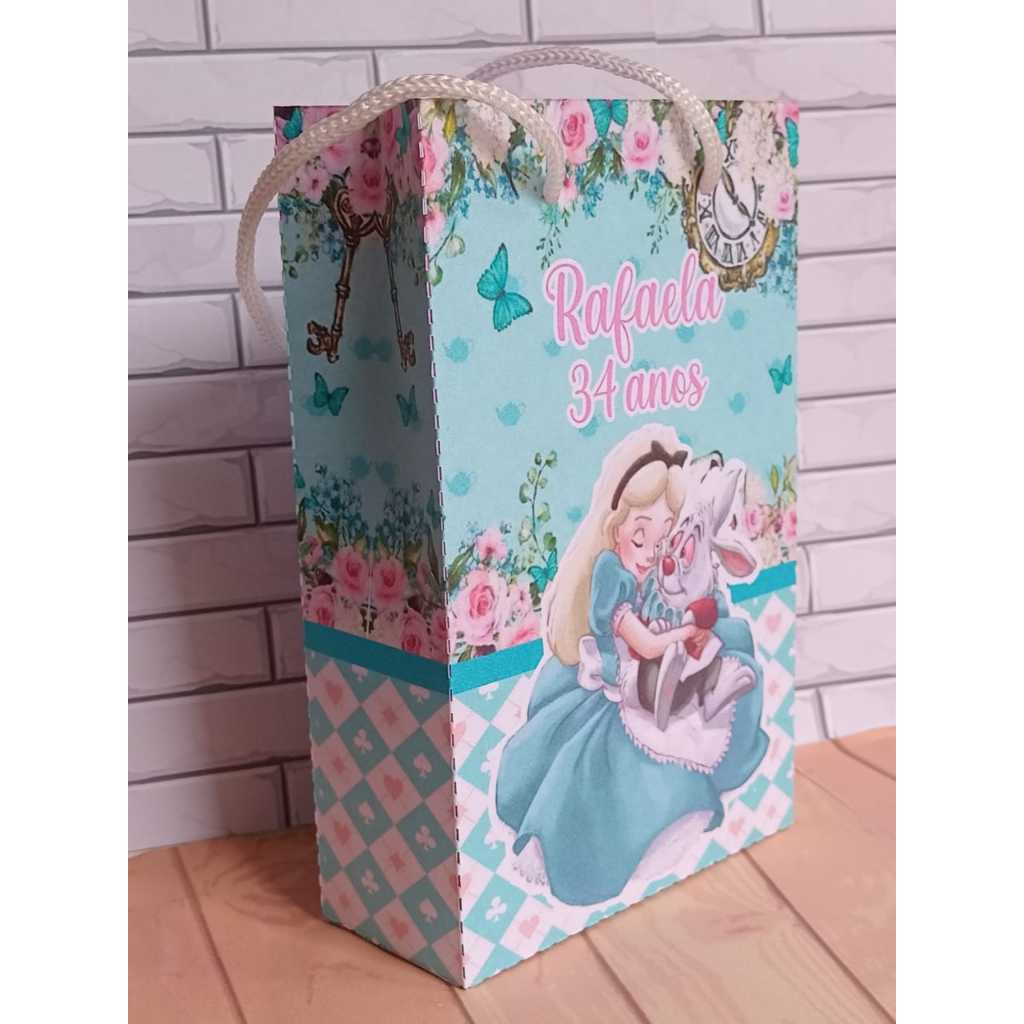 Sacolinha Surpresa Personalizada Lembrancinha Alice no Pais das Maravilhas PEGUE E MONTE