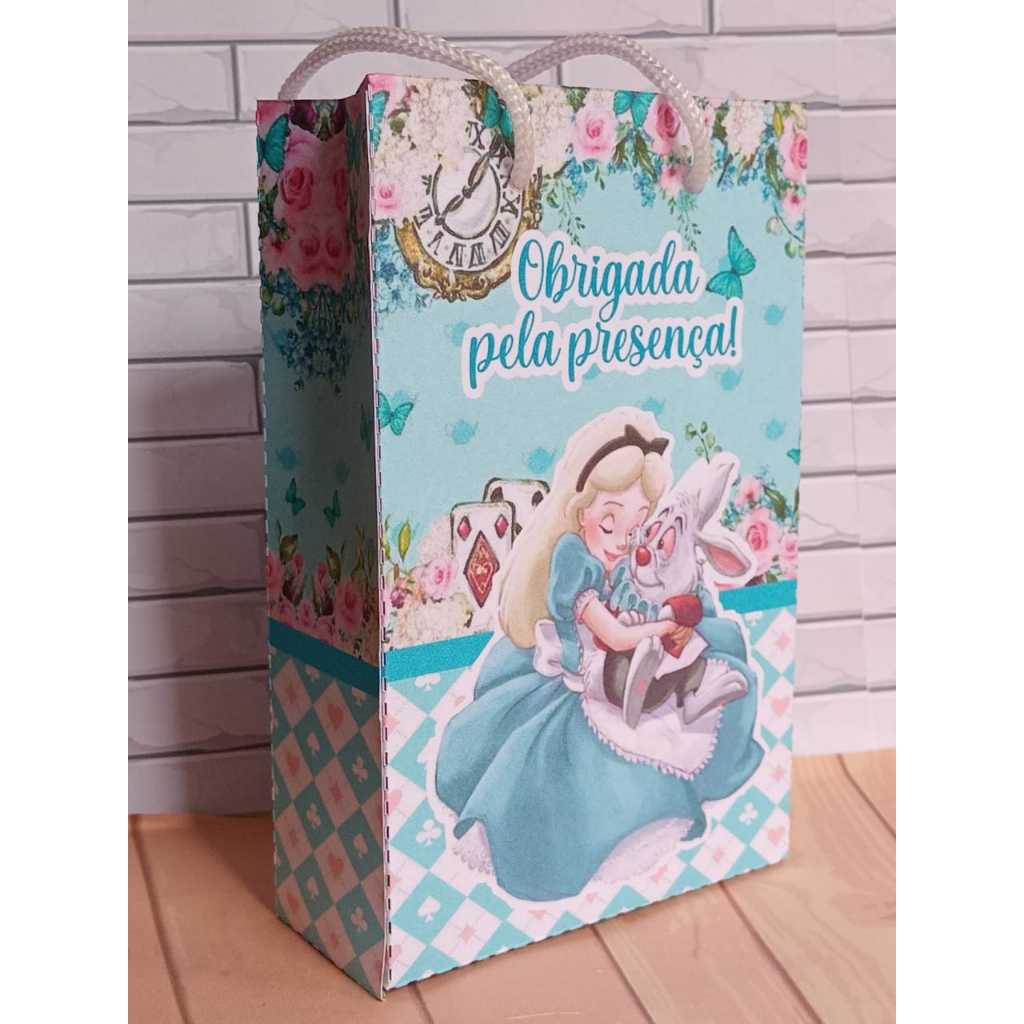 Sacolinha Surpresa Personalizada Lembrancinha Alice no Pais das Maravilhas PEGUE E MONTE
