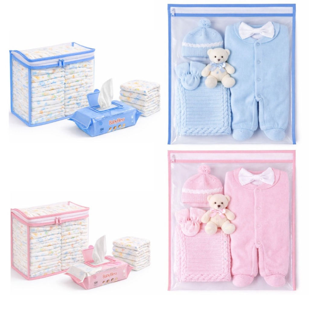 7 Saquinhos Maternidade Multiuso Organizador + 3 Porta Fralda Organiza Bebe