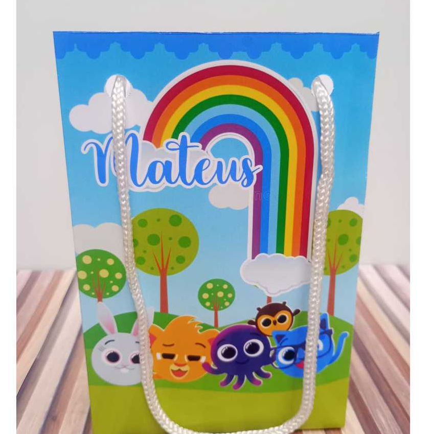 Sacolinha personalizada Bolofofos menino azul PEGUE E MONTE Lembrancinha de aniversário Sacolinha surpresa