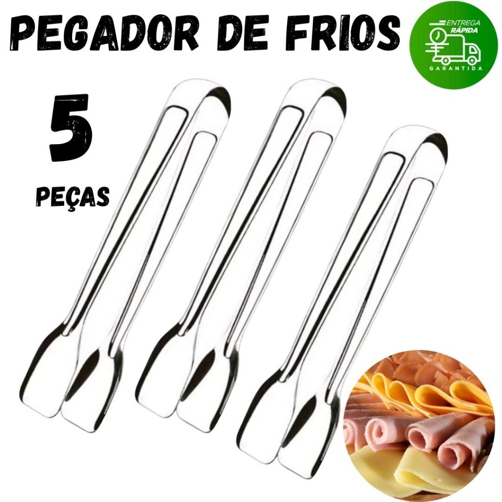 Kit 5 Pegadores 18CM Inox de Carne Frios Gelo Alimentos Pinça Casa Churrascaria Premium