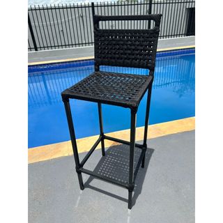 Banqueta artesanal aço e corda náutica moderna resistente cozinha balcão área gourmet varanda