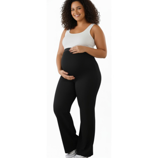 Calça Gestante Pantalona Cós Max com Forro Confortável, Não Transparente P ao G2 Calça Gravida Trabalho Plus Sise em Oferta na Shopee