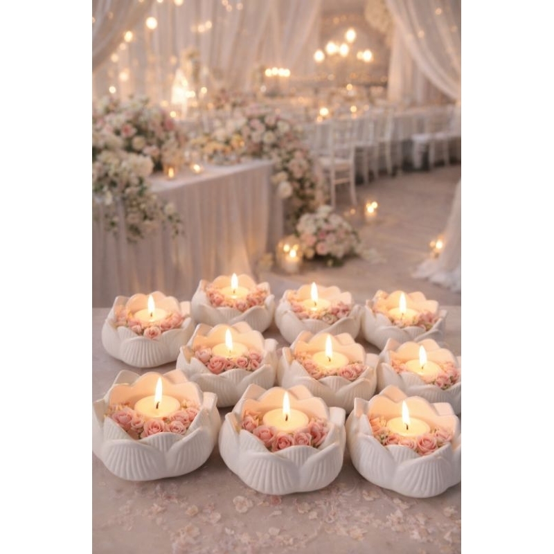 kit de 10 Flor de lotus em gesso cru, para fazer velas, lembrancinhas para casamento e festas