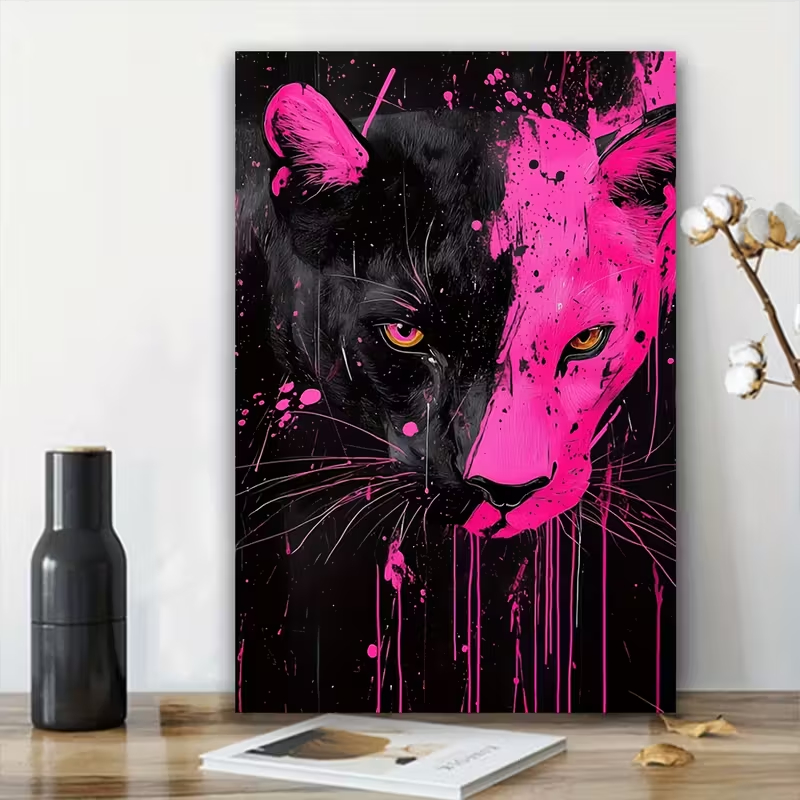 Quadro Decorativo Pantera Negra e Rosa Pop Art em Oferta na Shopee