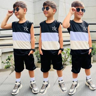 Conjunto Infantil Menino Estiloso Verão Lançamento Premium Camisa e Bermuda Veste Do 2 ao 12 anos em Oferta na Shopee