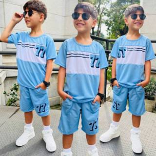 Conjunto Infantil Menino Estiloso Verão Lançamento Juvenil Camiseta e Bermuda Veste Do 2 ao 12 anos em Oferta na Shopee