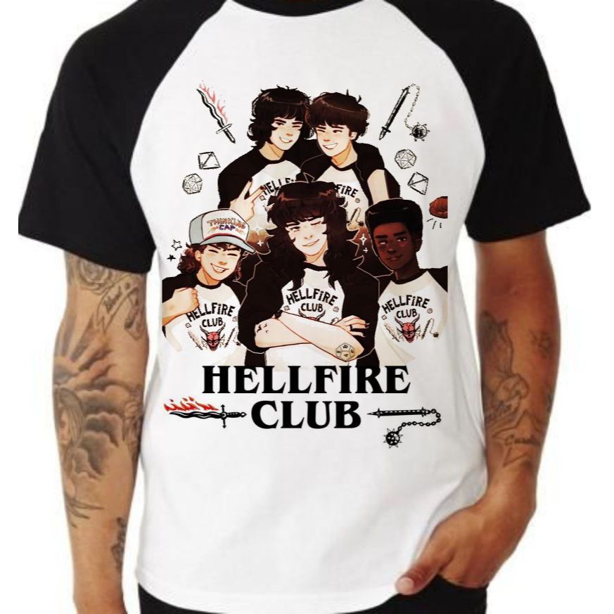 camiseta Hellfire club, blusa stranger things nova temporada, personagens séries, eleven, max, eddie, will, plus size em Oferta na Shopee