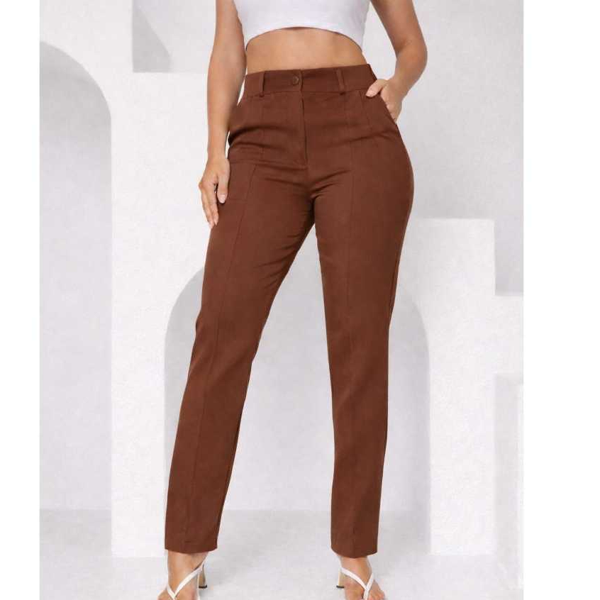 Calça Alfaiataria Social Casual Feminina - Bolsos e Botão Forrado em Oferta na Shopee