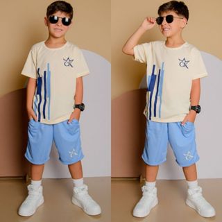 Conjunto Infantil Menino Juvenil Verão Estiloso bermuda e Camiseta Premium  Veste Do 2 até 12 anos em Oferta na Shopee