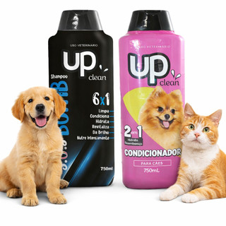 Kit Shampoo Bomb 6 em 1 750ml + Condicionador 2 em 1 750ml UP Clean para Cães e Gatos
