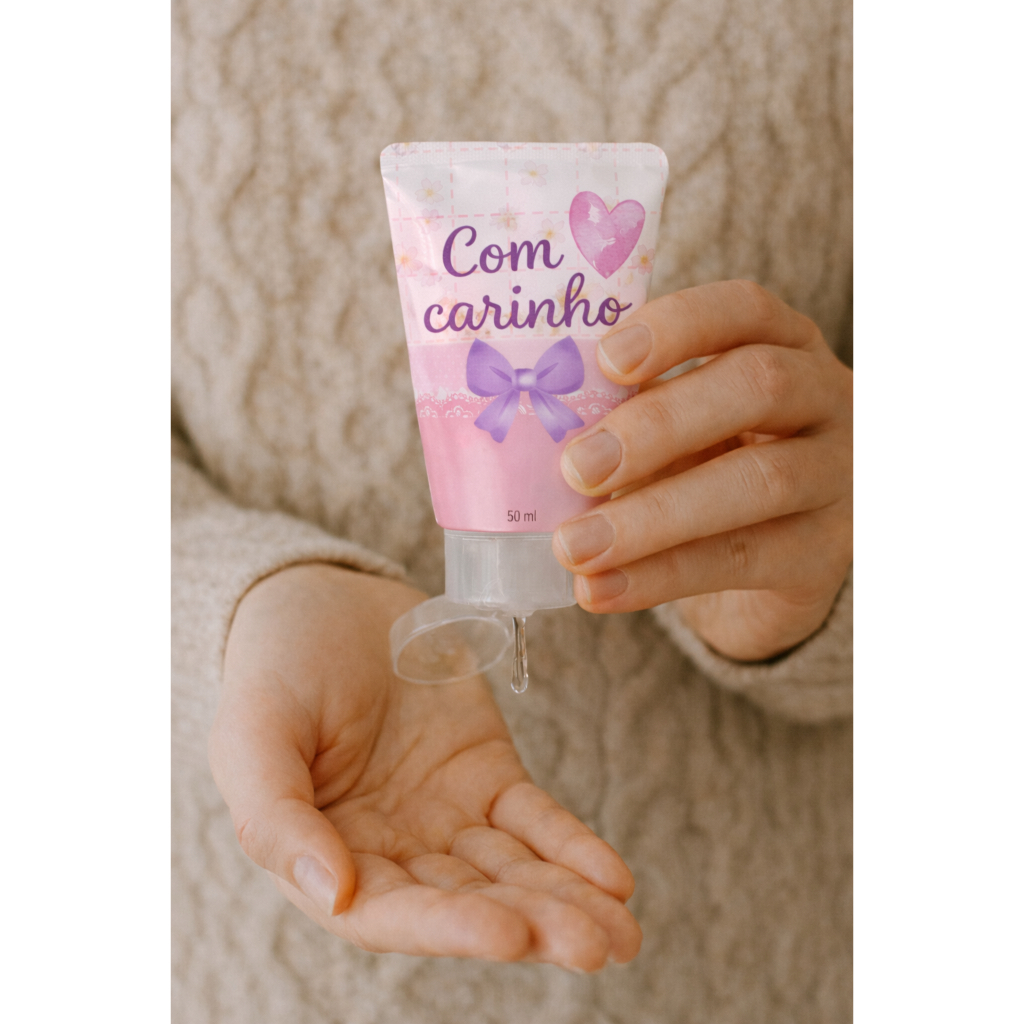 Etiqueta Adesivo Com Carinho para Sabonete e Bisnaga de 30 ml kit com 25 Unidades de cada