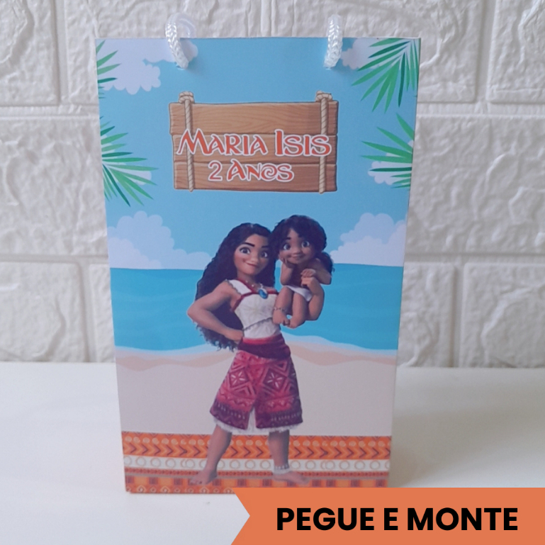 Sacolinha Personalizada  Pegue e Monte Moana  Sacola Surpresa Lembrancinha Festa Infantil Moana
