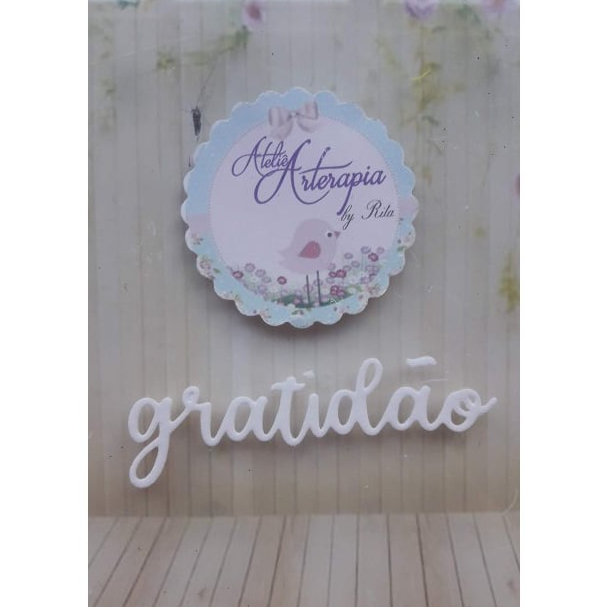 30 Apliques Palavra GRATIDÃO de 8x2cm e 6x2cm em EVA liso para Decoração de Bolo Fake Capas de Caderno