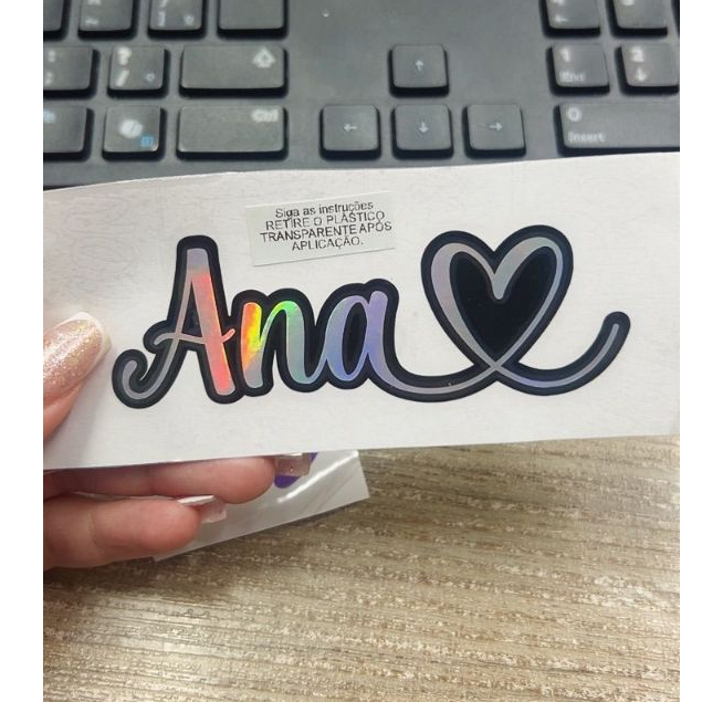 Adesivo - SEU NOME + CORAÇÃO NO FINAL em Oferta na Shopee