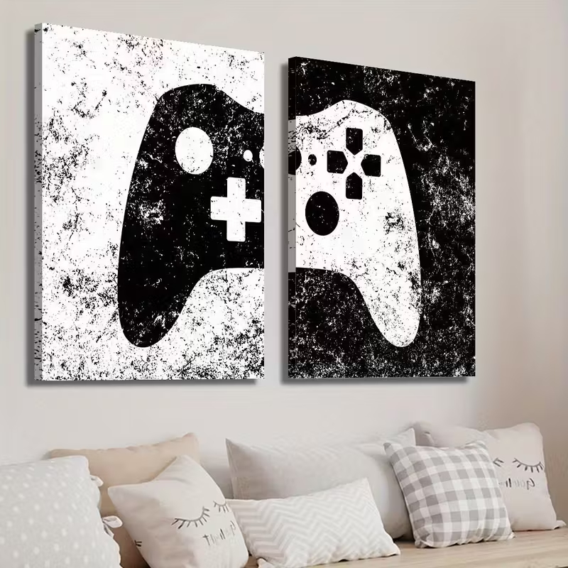 Quadro Decorativo Gamer Controle de Videogame Preto e Branco Xbox