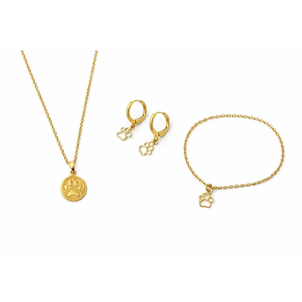 Conjunto semijoias delicado - colar, brinco, pulseira pet folheado ouro 18k alta durabilidade