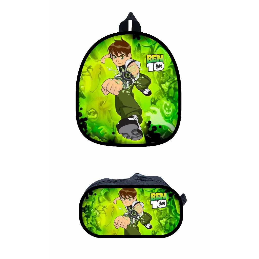 Kit escolar com lancheira térmica e estojo bolsa merendeira Ben 10