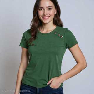 Blusa Básica Feminina 4 Botões em Oferta na Shopee