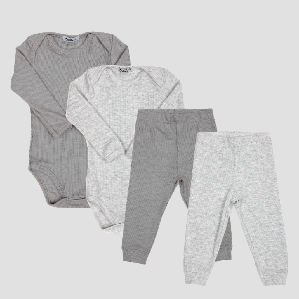 Kit roupa bebê conjunto body manga longa com calça mijão canelado super macio e confortável 03k2