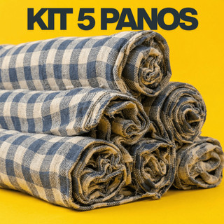 Kit 5 Panos de Chão Xadrez EXTRA GRANDE 70x45 Algodão 100% Super Absorvente