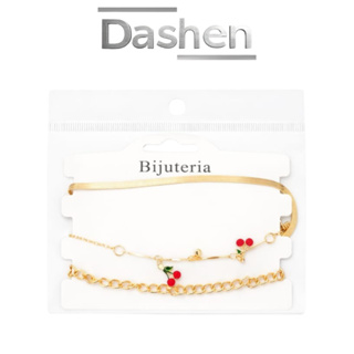 Kit 3 Pulseiras Femininas Douradas Cereja Moda Delicada Ajustável em Oferta na Shopee
