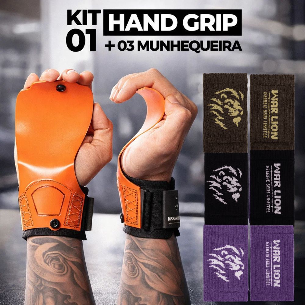 Kit Hand Grip Crossfit Premium + 3 Munhequeiras Seca Suor Musculação | Grip Crossfit Resistente em Oferta na Shopee